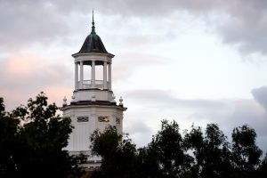 The Gilman Hall tower.