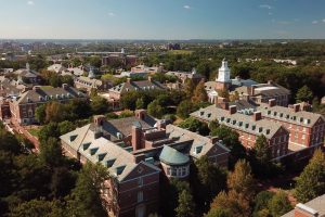 Aerial view of Johns Hopkins Homewood campus.