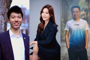 Headshots of Chinat Yu, Kyuhee Jo, and Jingyu "Jack" Zhang.