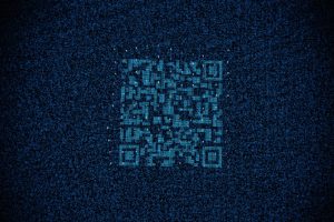 An illustration of a QR code made out of static.
