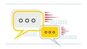Illustration of speech bubbles conveying communication.