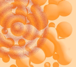 Illustration of blobs and pixelated sonar waves.