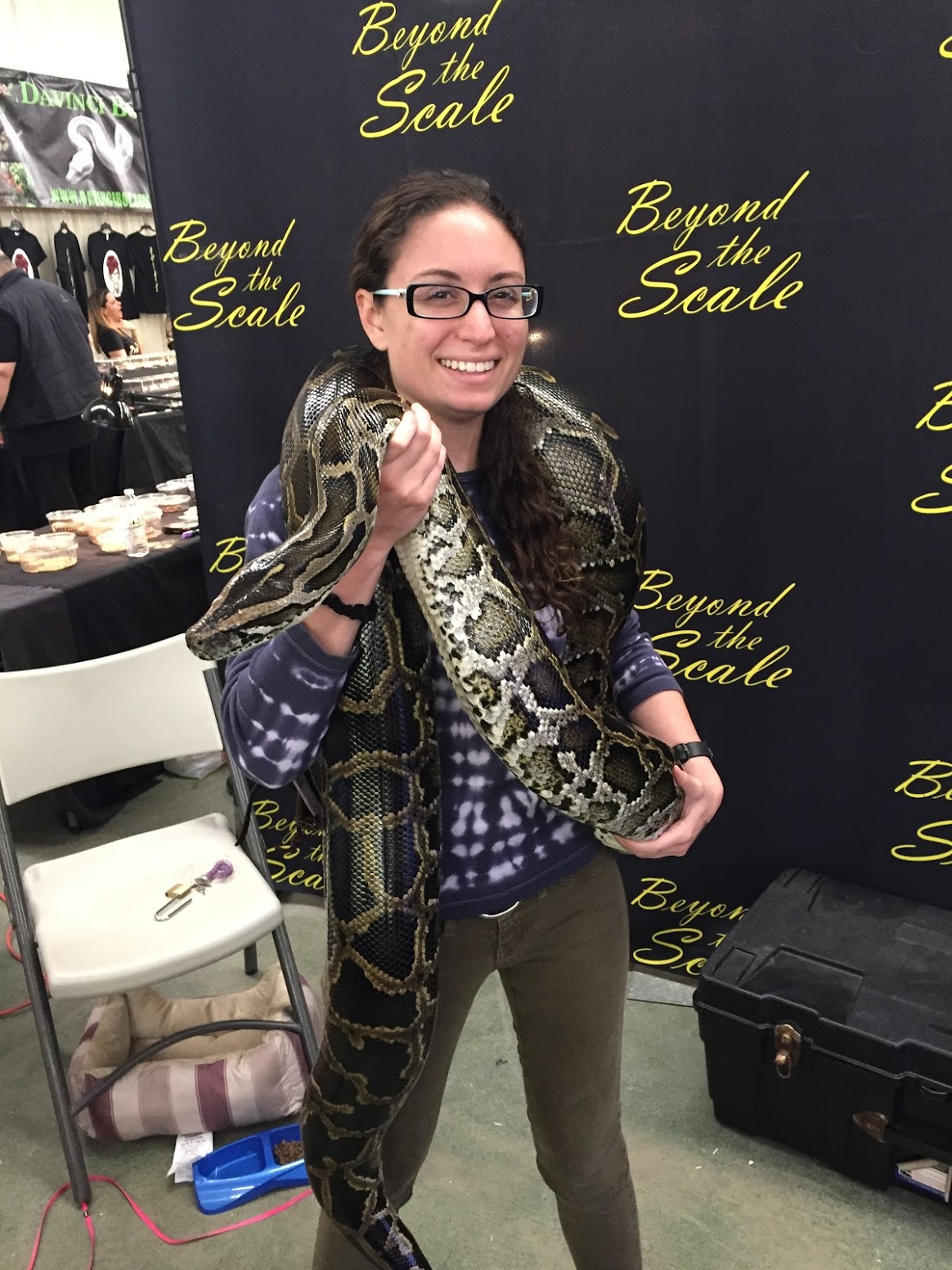 Alexandra holding a python