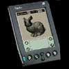 Palm III series hardware running 3D Viewer, displaying bunny model