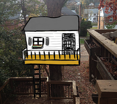 The tree house design sketch (sans rope bridge)